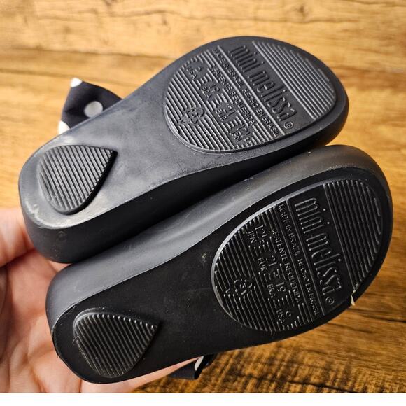 Mini Melissa Black Peep Toe Minnie Mouse Mary Jane flats shoes size 6 - Picture 5 of 7